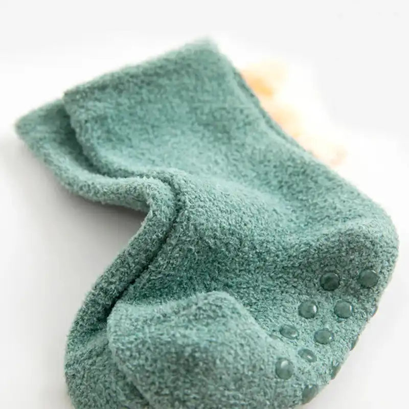 Thickened Soft Coral Fleece Baby Socks Cute Cartoon Dinosaur Boys Girls Non-slip Socks - CutePopToy