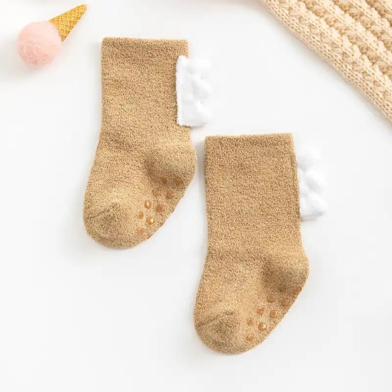 Thickened Soft Coral Fleece Baby Socks Cute Cartoon Dinosaur Boys Girls Non-slip Socks - CutePopToy