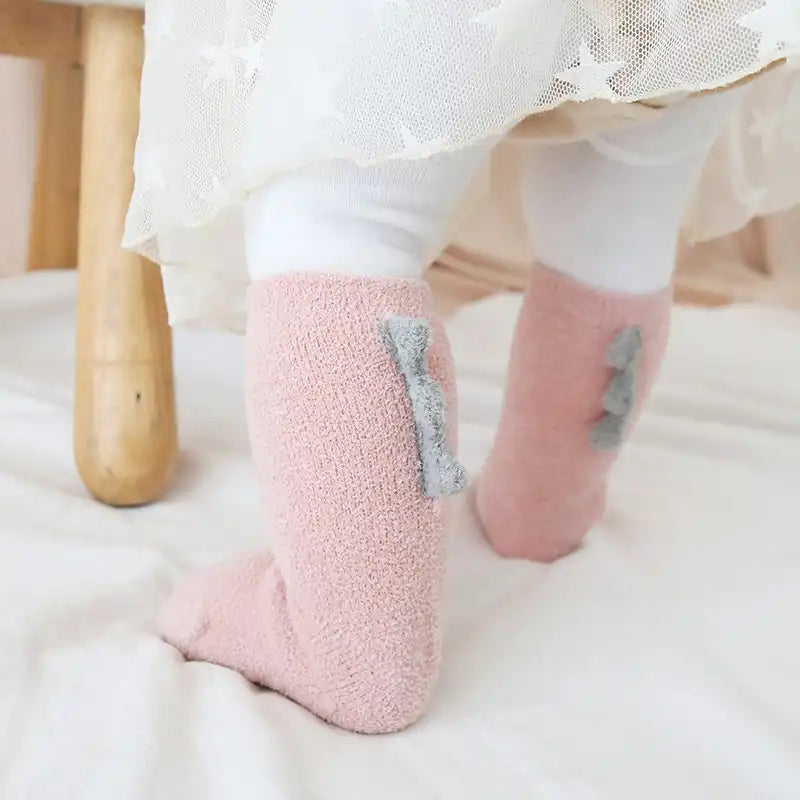 Thickened Soft Coral Fleece Baby Socks Cute Cartoon Dinosaur Boys Girls Non-slip Socks - CutePopToy