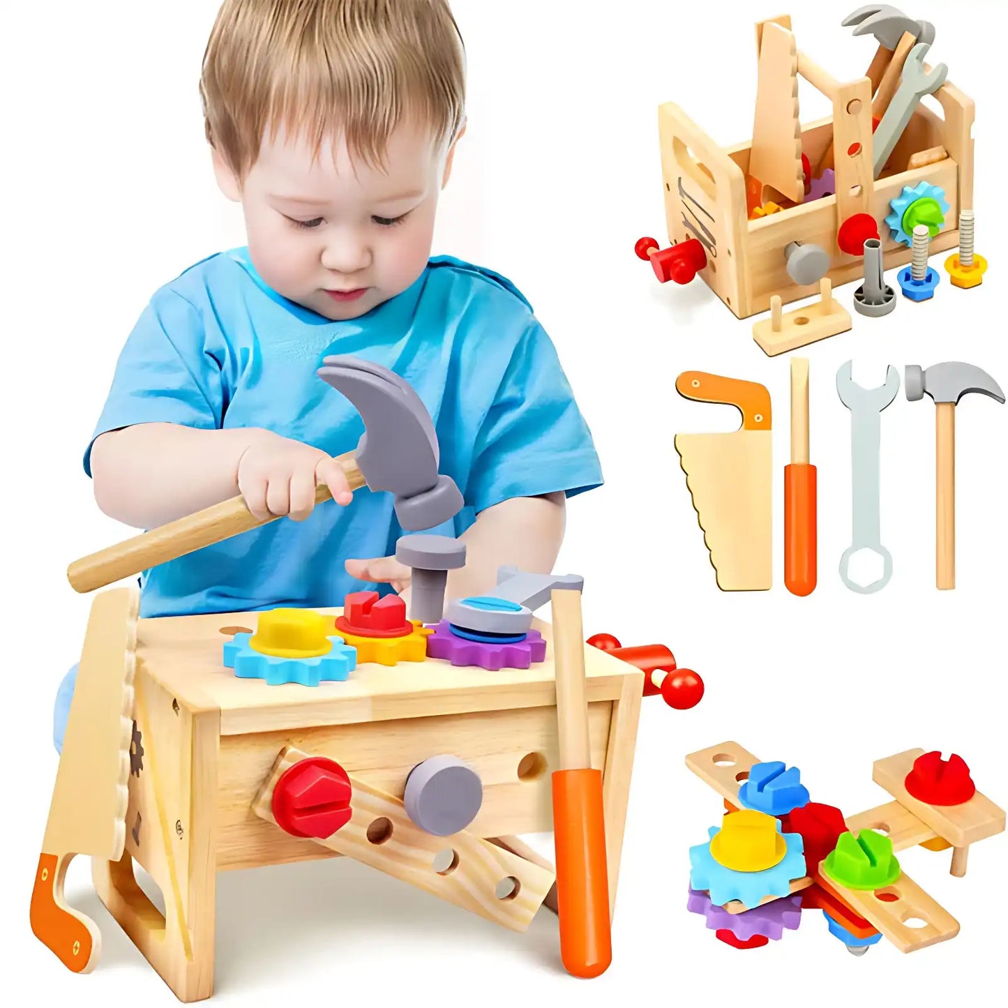 Tiny Craftsman Wooden Tool Kit for Kids - CutePopToy