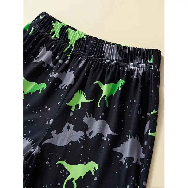 Toddler Boys Dinosaur Print Short Sleeve Tee and Elastic Waist Shorts - CutePopToy