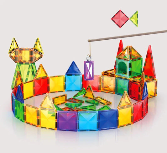 Unlock Creativity &amp; STEM Learning: CutePopToy's 120PCS Magnetic Tiles Set