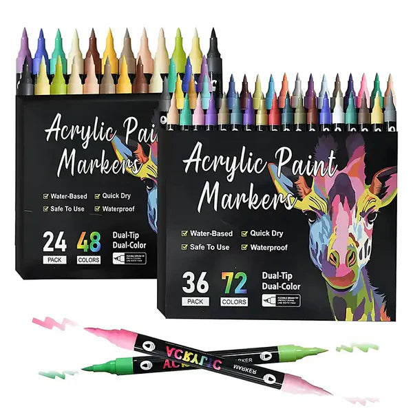 Unlock Creativity This School Year: ColorFusion Double-Tip Acrylic Paint Markers (12/24/36-Pack)