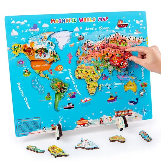 2 in 1 US Map & Global Puzzle for Geography Fun - CutePopToy