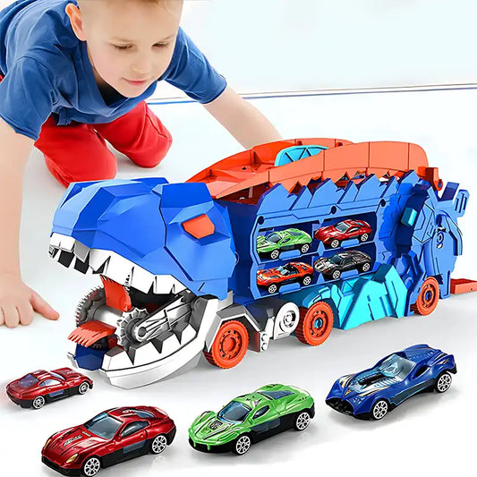 3-in-1 Dinosaur Transport Truck Toy With Alloy Car - CutePopToy
