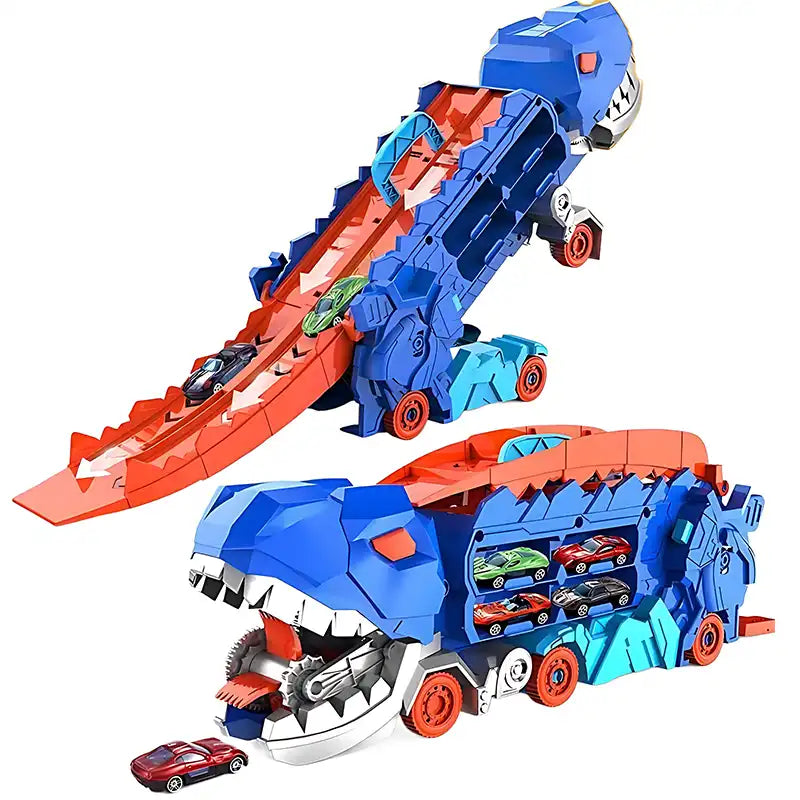 3-in-1 Dinosaur Transport Truck Toy With Alloy Car - CutePopToy