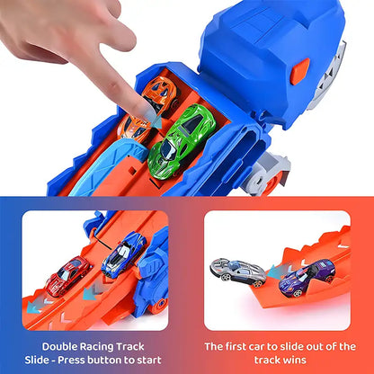 3-in-1 Dinosaur Transport Truck Toy With Alloy Car - CutePopToy