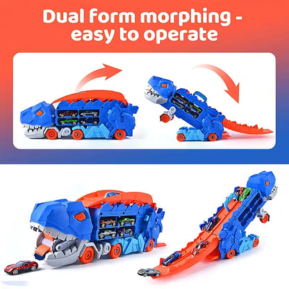 3-in-1 Dinosaur Transport Truck Toy With Alloy Car - CutePopToy