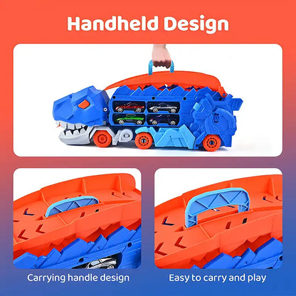 3-in-1 Dinosaur Transport Truck Toy With Alloy Car - CutePopToy