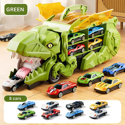 3-in-1 Dinosaur Transport Truck Toy With Alloy Car - CutePopToy