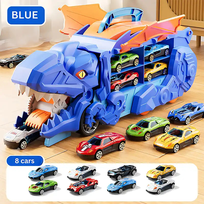 3-in-1 Dinosaur Transport Truck Toy With Alloy Car - CutePopToy
