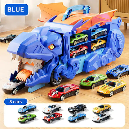3-in-1 Dinosaur Transport Truck Toy With Alloy Car - CutePopToy