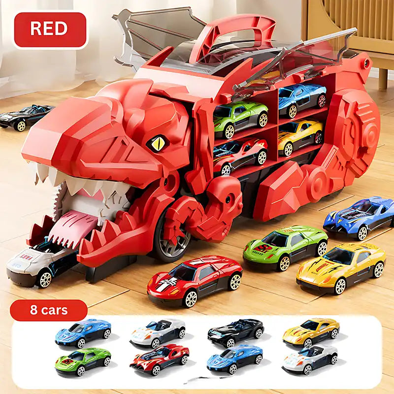 3-in-1 Dinosaur Transport Truck Toy With Alloy Car - CutePopToy