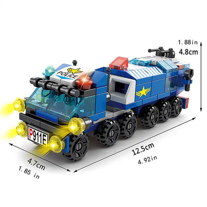 6-in-1 City Police Car Mini Building Set for Kids