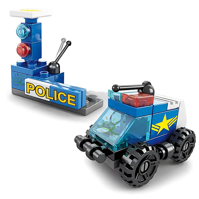 6-in-1 City Police Car Mini Building Set for Kids