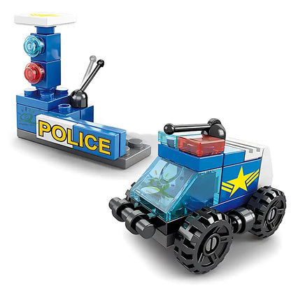 6-in-1 City Police Car Mini Building Set for Kids