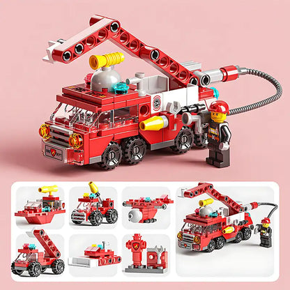 6-in-1 City Police Car Mini Building Set for Kids