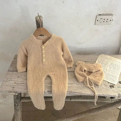 Baby Cute Furry Bear Jumpsuit and Hat