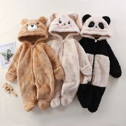 Baby Plush Jumpsuit Panda Hooded Pajamas Lounge Wear