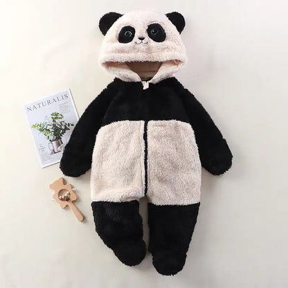 Baby Plush Jumpsuit Panda Hooded Pajamas Lounge Wear