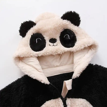 Baby Plush Jumpsuit Panda Hooded Pajamas Lounge Wear