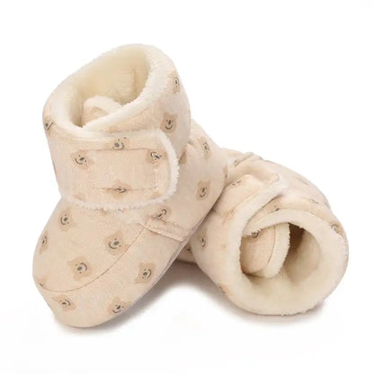 Bear Embroidered Baby Winter Boots-Soft Sole Non-Slip - CutePopToy