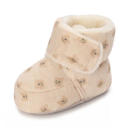 Bear Embroidered Baby Winter Boots-Soft Sole Non-Slip - CutePopToy