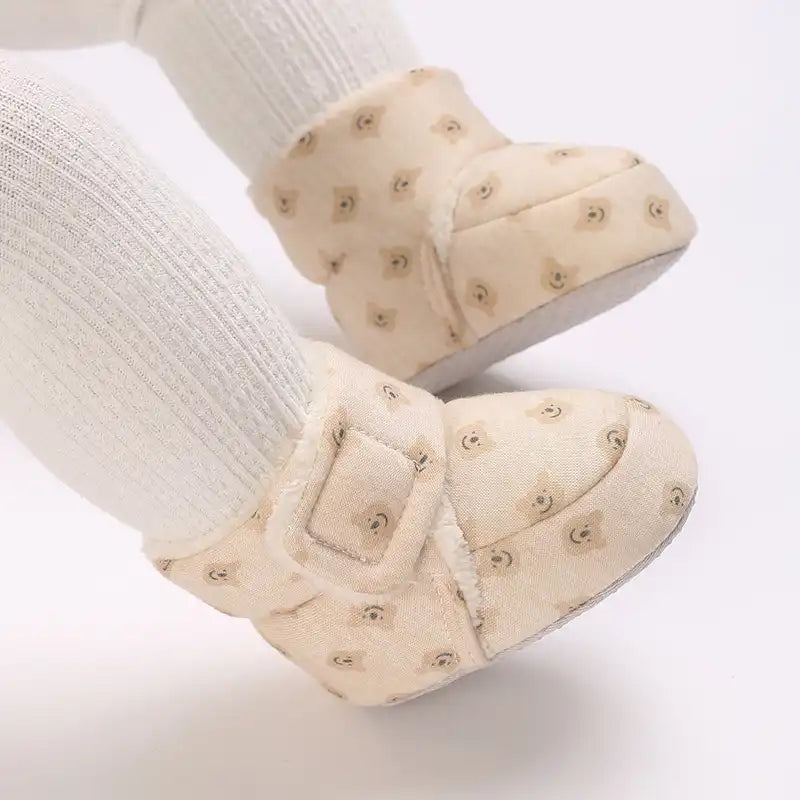 Bear Embroidered Baby Winter Boots-Soft Sole Non-Slip - CutePopToy