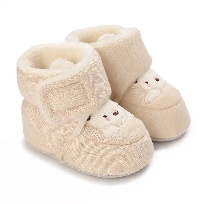 Bear Embroidered Baby Winter Boots-Soft Sole Non-Slip - CutePopToy