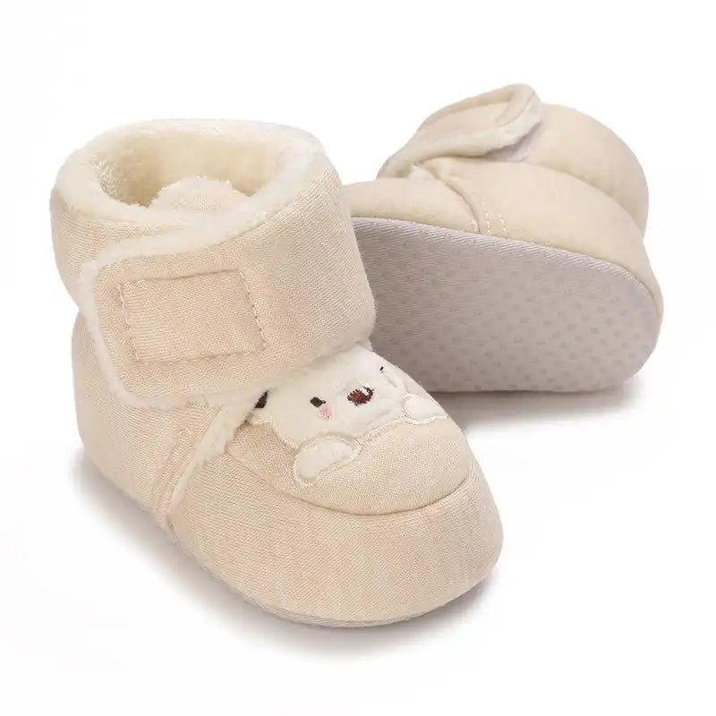 Bear Embroidered Baby Winter Boots-Soft Sole Non-Slip - CutePopToy