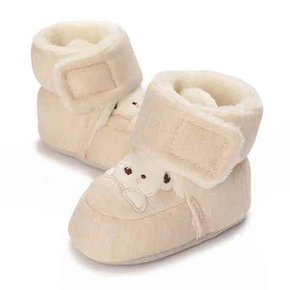 Bear Embroidered Baby Winter Boots-Soft Sole Non-Slip - CutePopToy