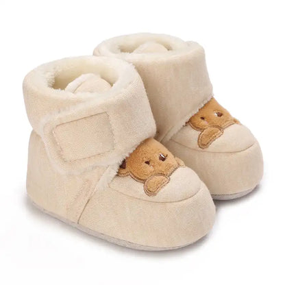 Bear Embroidered Baby Winter Boots-Soft Sole Non-Slip - CutePopToy