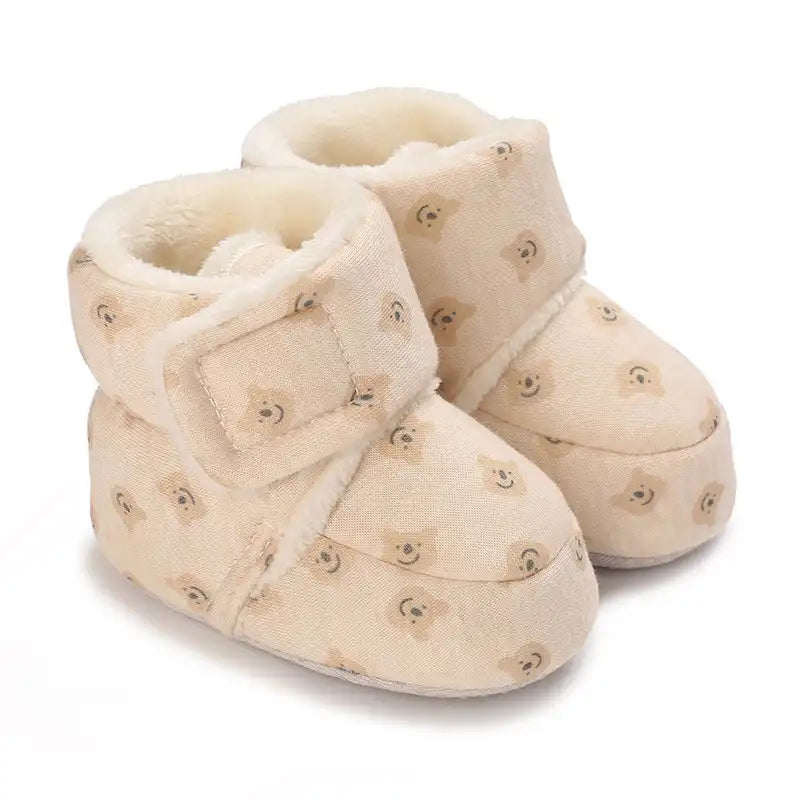 Bear Embroidered Baby Winter Boots-Soft Sole Non-Slip - CutePopToy