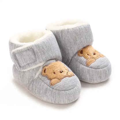 Bear Embroidered Baby Winter Boots-Soft Sole Non-Slip - CutePopToy