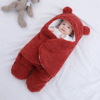 Cuddly Bear Ear Winter Baby Swaddle Blanket - CutePopToy