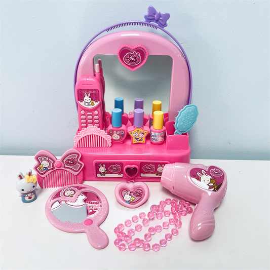 Cute Pink Rabbit Vanity Toy Set