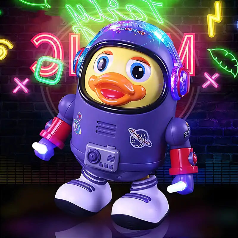 Dancing Space Duck Crawling Toy for Toddlers with Lights and Music