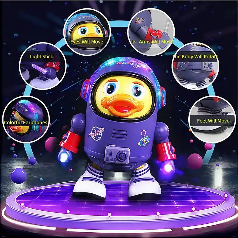 Dancing Space Duck Crawling Toy for Toddlers with Lights and Music