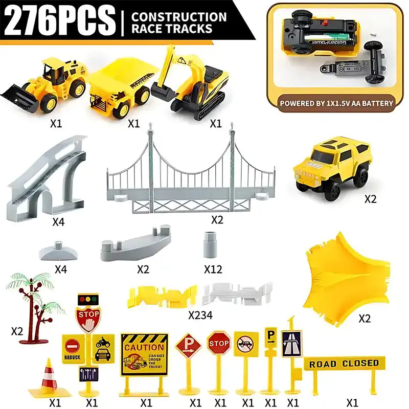 Exciting 276 PCS Construction Race Track Set for Little Engineers! - CutePopToy