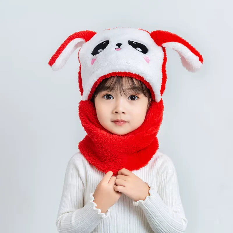 Funny Plush Animal Hat and Scarf 2 in 1