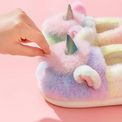 Girls’ Cute Animals Fantasy Rainbow Fluffy Slippers & Shoes - CutePopToy