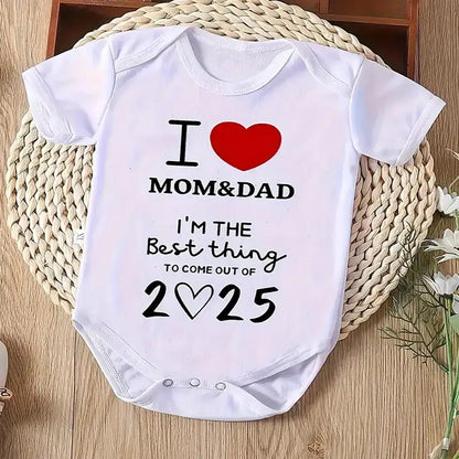 "I Love Mom & Dad" Baby Bodysuit Gift for Infants and Toddlers Ages 0-2