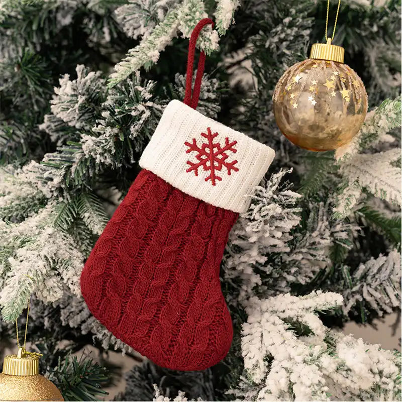 Letter Knitted Christmas Socks Christmas Tree Decoration Candy Gift Bag - CutePopToy