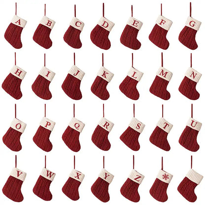 Letter Knitted Christmas Socks Christmas Tree Decoration Candy Gift Bag - CutePopToy