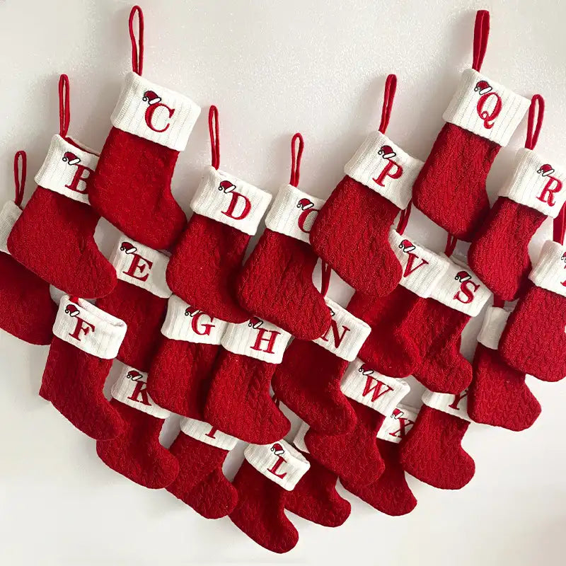 Letter Knitted Christmas Socks Christmas Tree Decoration Candy Gift Bag - CutePopToy