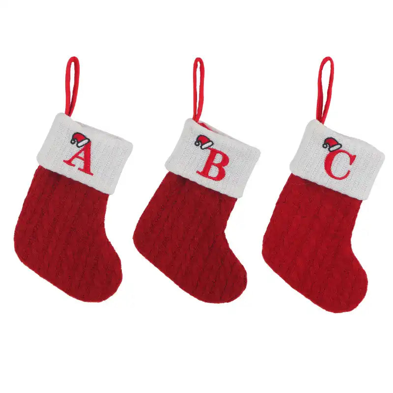 Letter Knitted Christmas Socks Christmas Tree Decoration Candy Gift Bag - CutePopToy