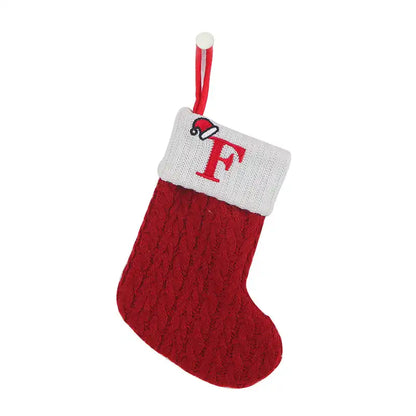 Letter Knitted Christmas Socks Christmas Tree Decoration Candy Gift Bag - CutePopToy