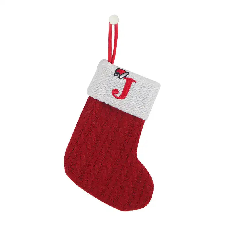 Letter Knitted Christmas Socks Christmas Tree Decoration Candy Gift Bag - CutePopToy