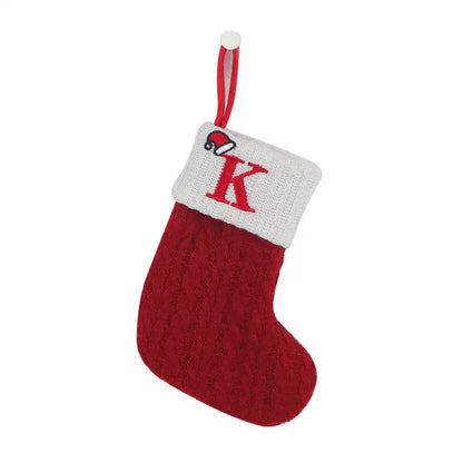 Letter Knitted Christmas Socks Christmas Tree Decoration Candy Gift Bag - CutePopToy