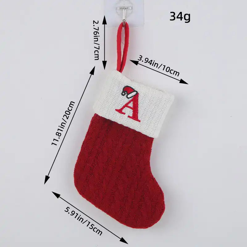 Letter Knitted Christmas Socks Christmas Tree Decoration Candy Gift Bag - CutePopToy